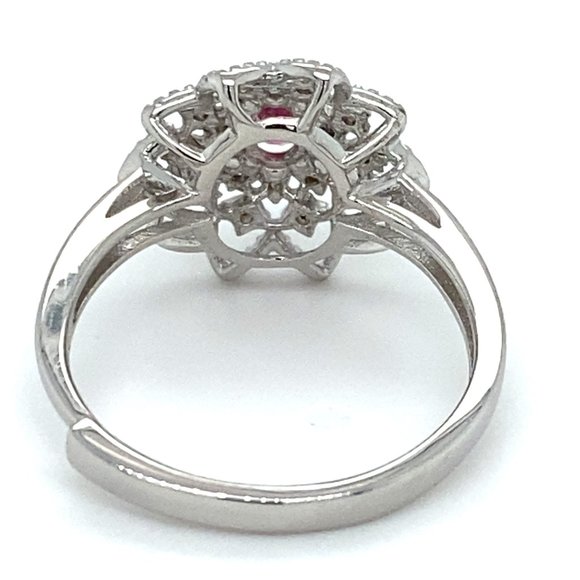 Red Tourmaline .30ct White Gold Solid Silver Ring - Picture 5 of 7